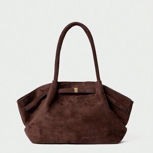 Coffee Brown Casual Women's Faux Suede Tote Bag